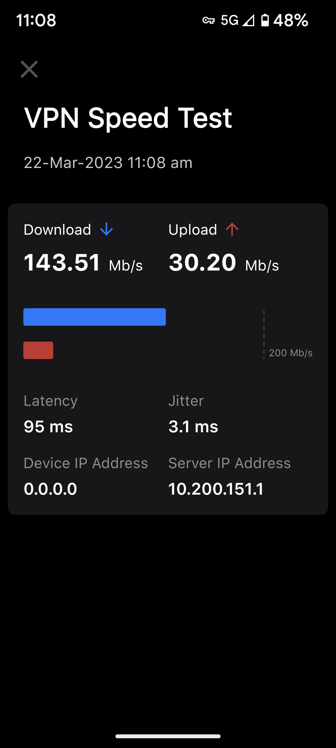 Test the speed of your VPN connection by using the same Speed Test used for LAN WiFi testing