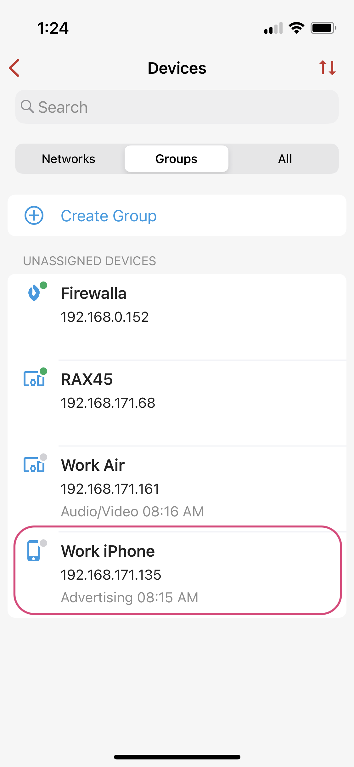 Firewalla connected device list reflects the changes