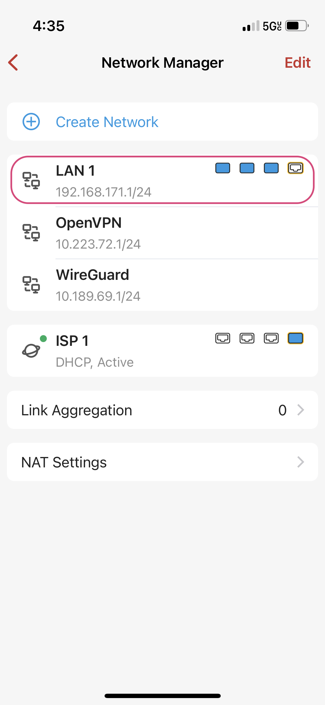 List of Networks within Firewalla Network Manager
