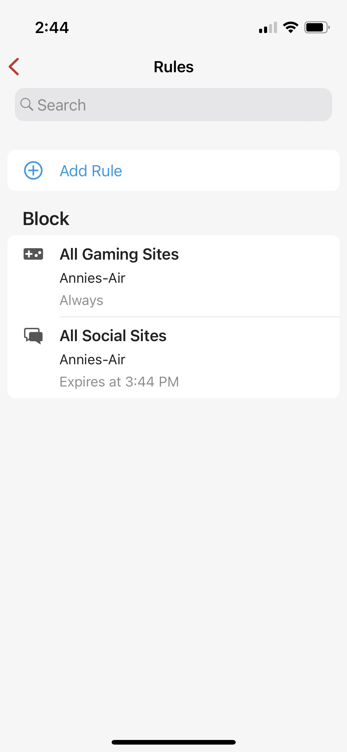 Blocking shortcuts activate blocking rules and follows schedules and other configurations