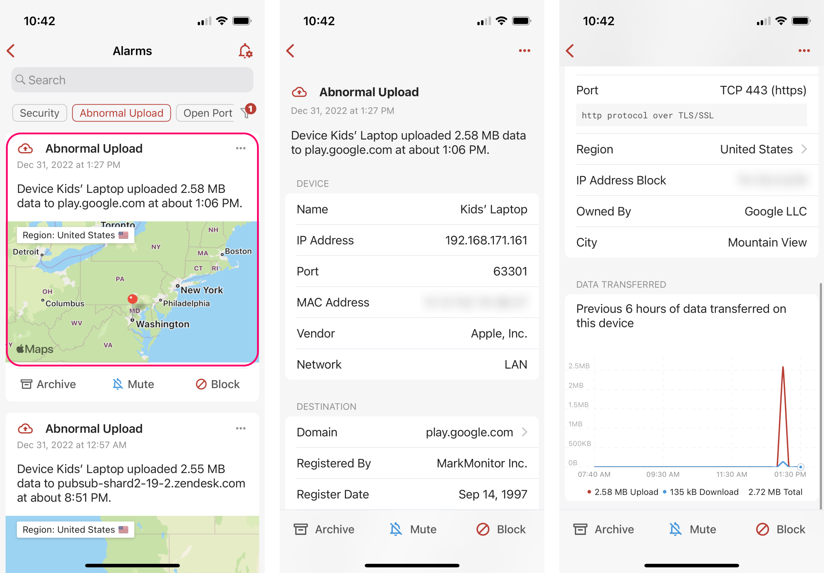 Firewalla Example Alarm Notification and Alarm Details