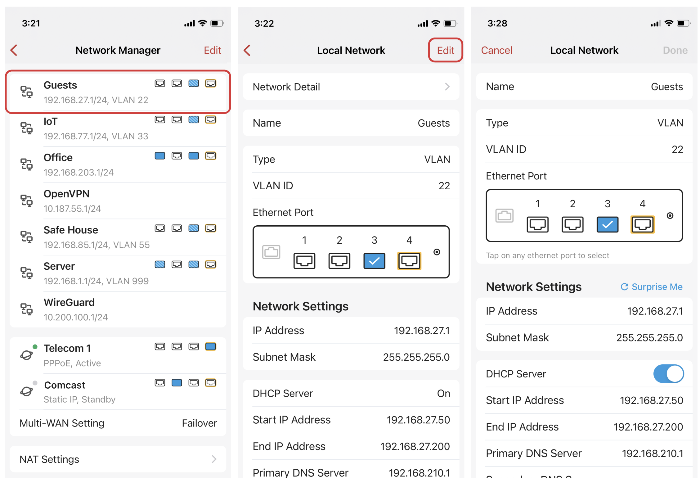 Enhancements such as editing network inside individual networks offered in 1.45 App Release