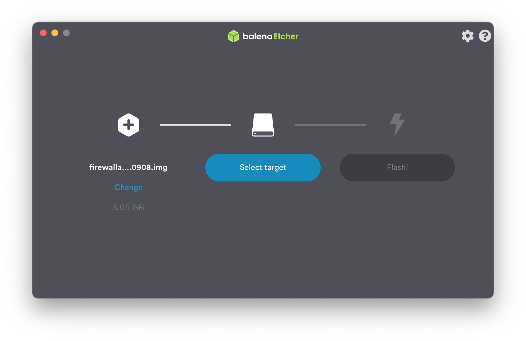 BalenaEtcher to load the image to Firewalla Red