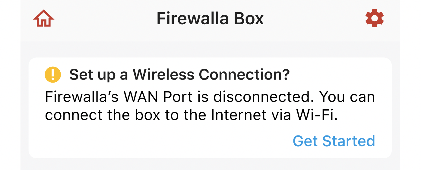 Firewalla notification to connect a WAN port with the internet via WiFi