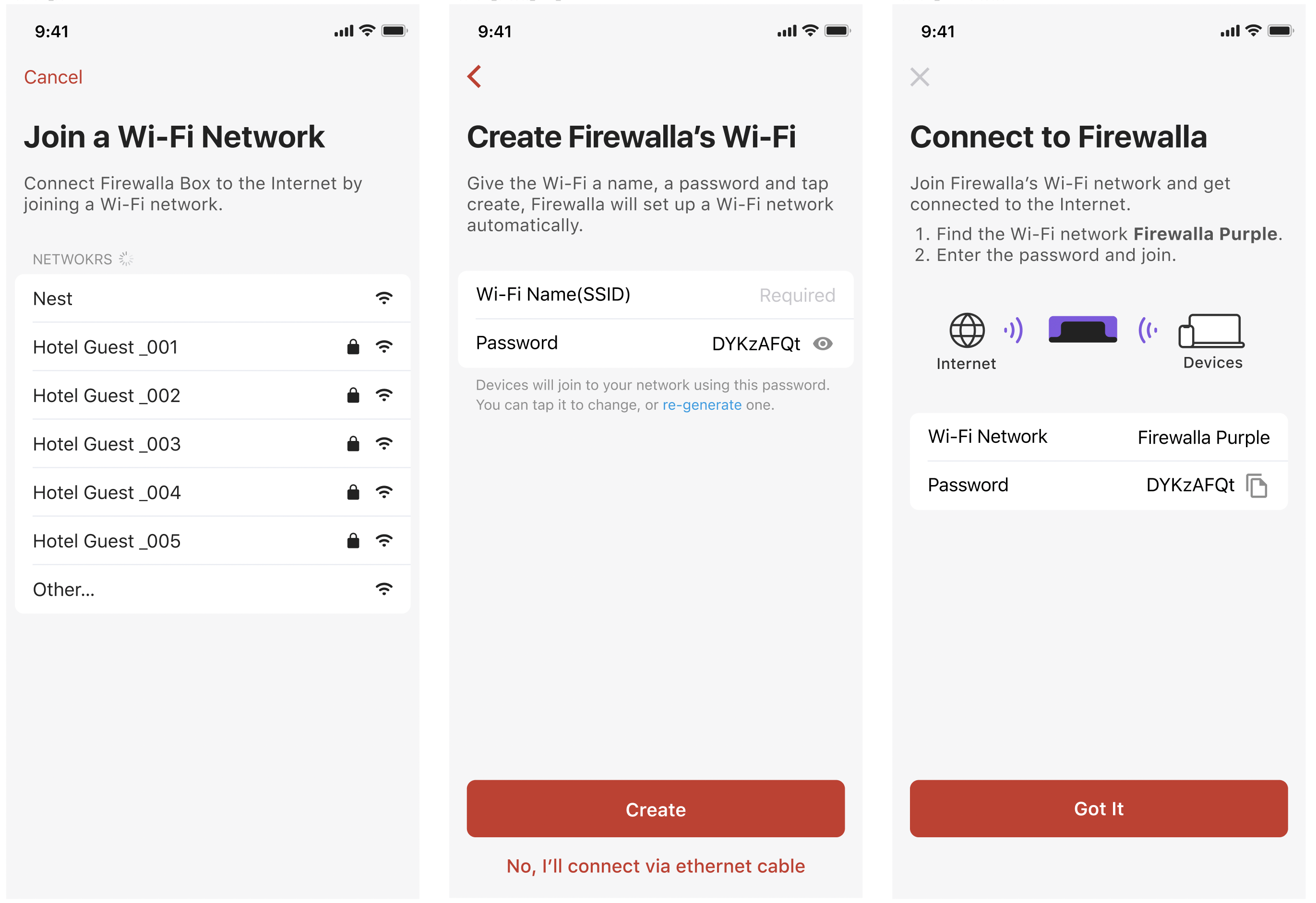 Steps to create Firewalla Purple's WiFi with internet via WiFi