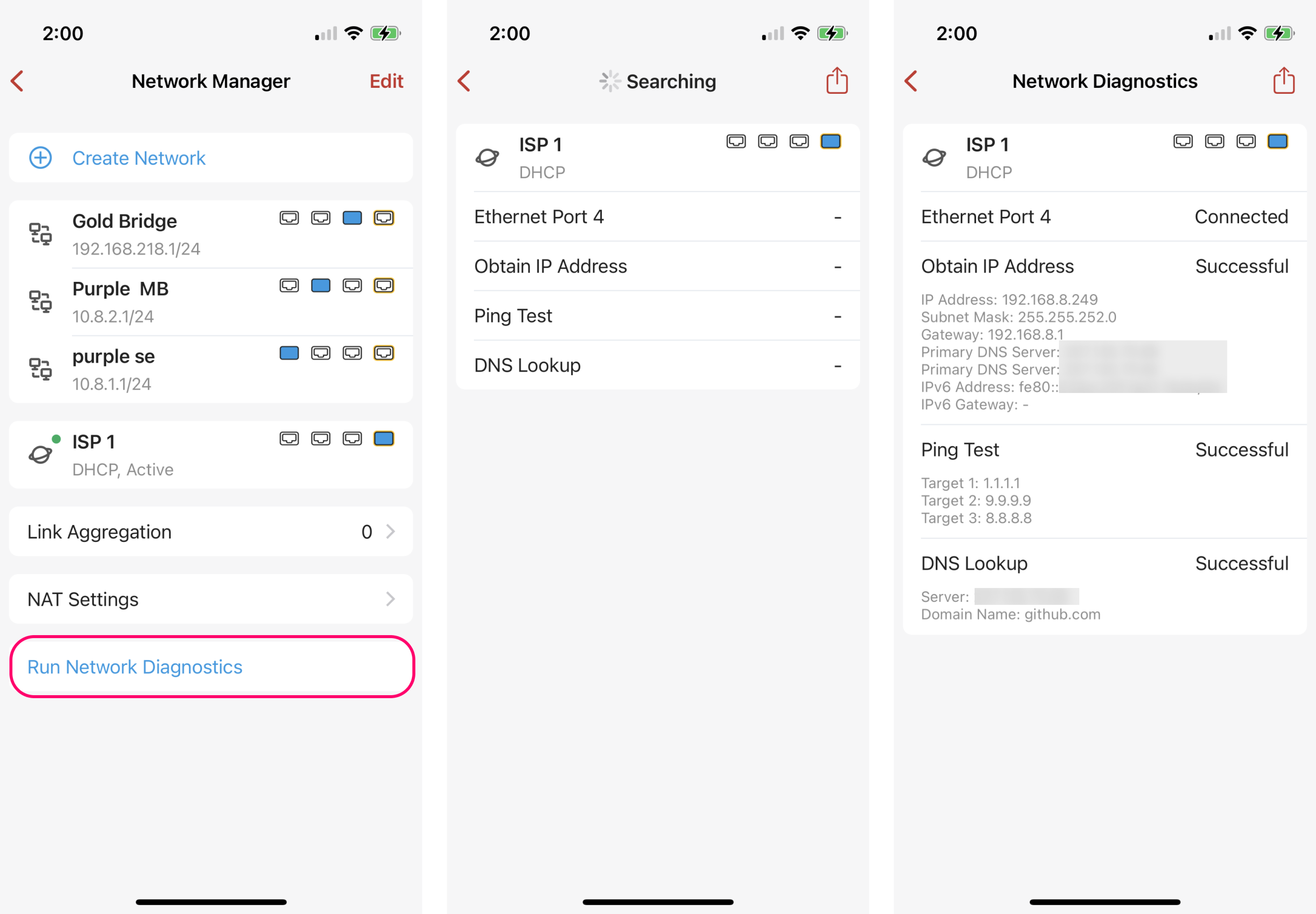 Firewalla version 1.54 supports on-demand network diagnostics, allowing you to diagnose connections at any time.