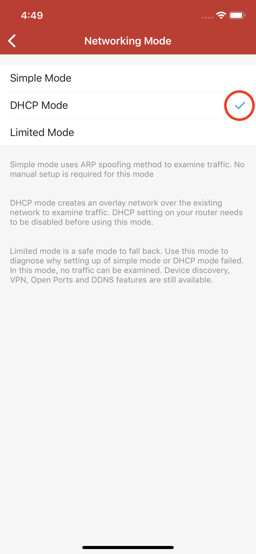 List of Networking Modes