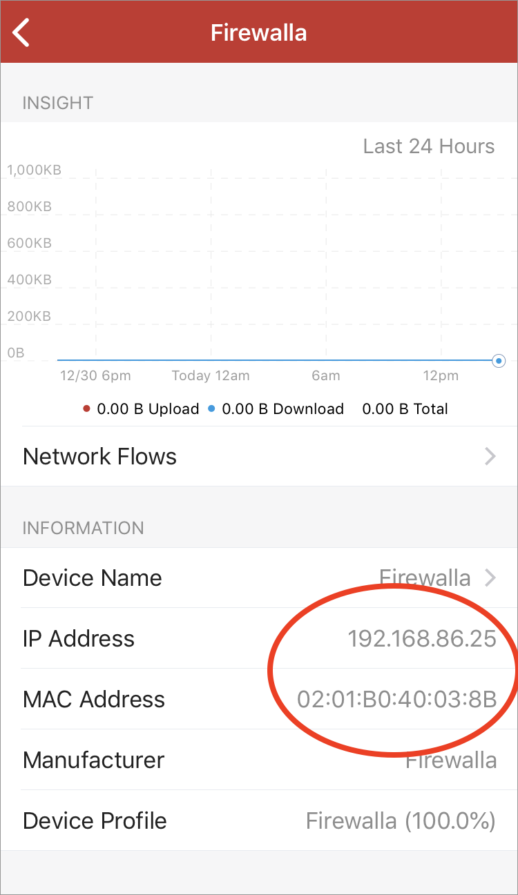 Firewalla IP and MAC Address