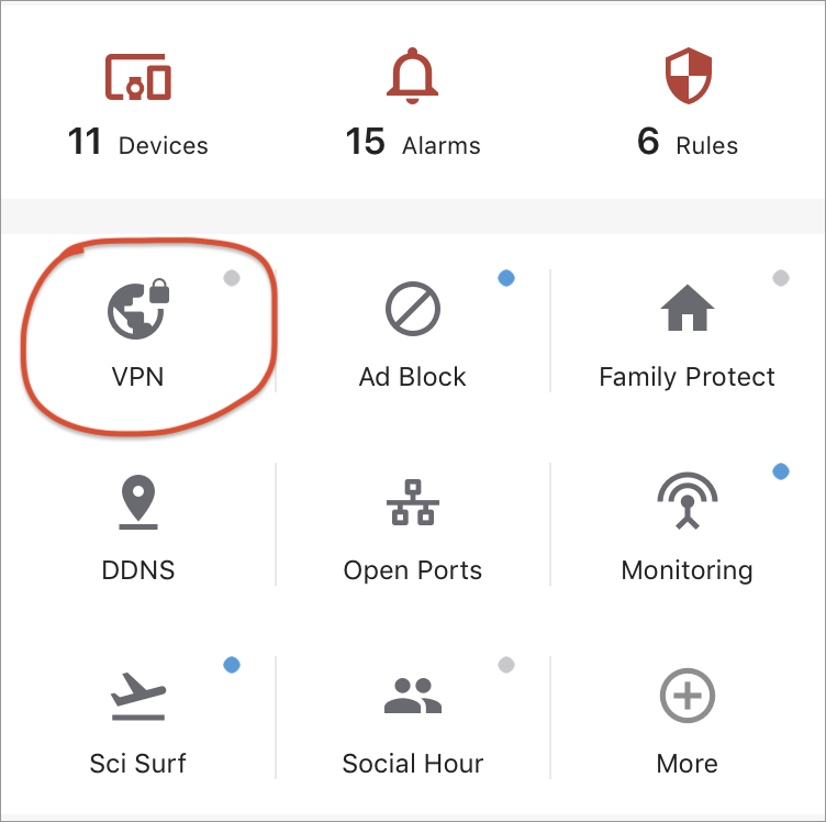 Firewalla Main Page VPN Feature