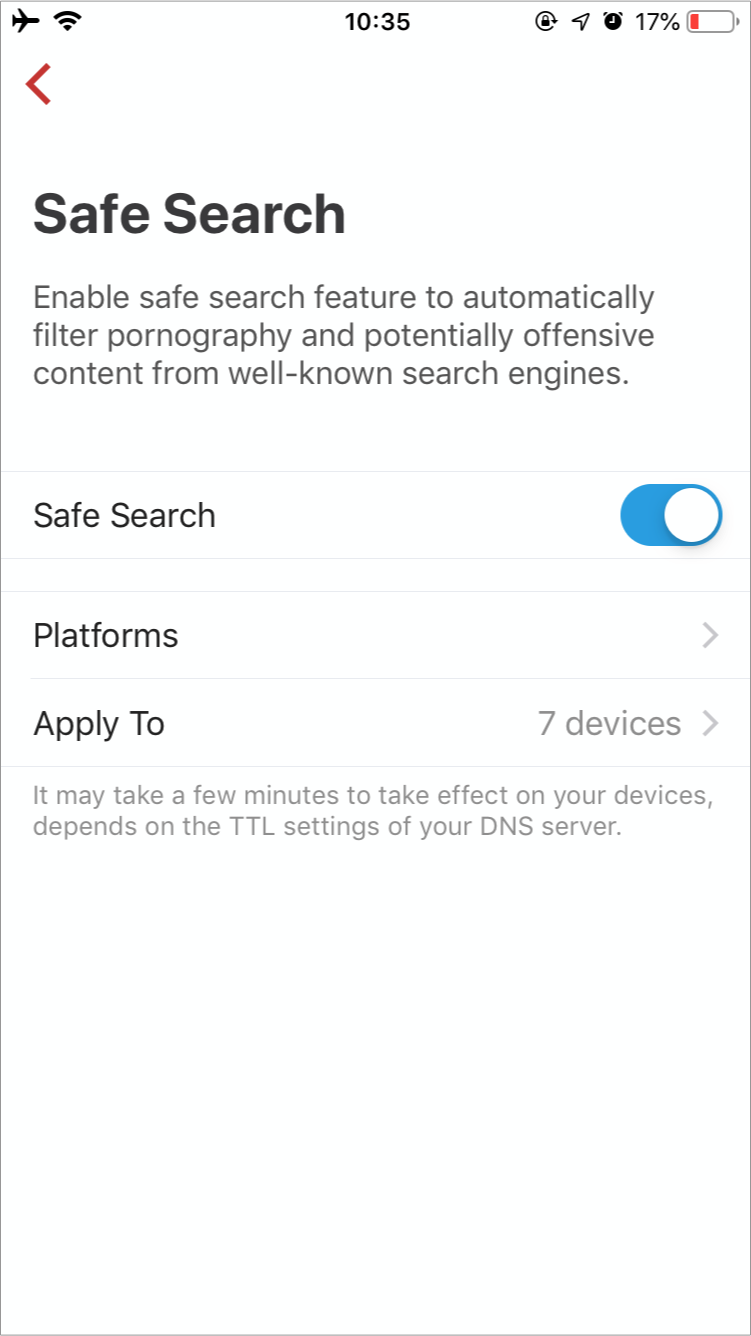 Enable Safe Search globally within Firewalla app