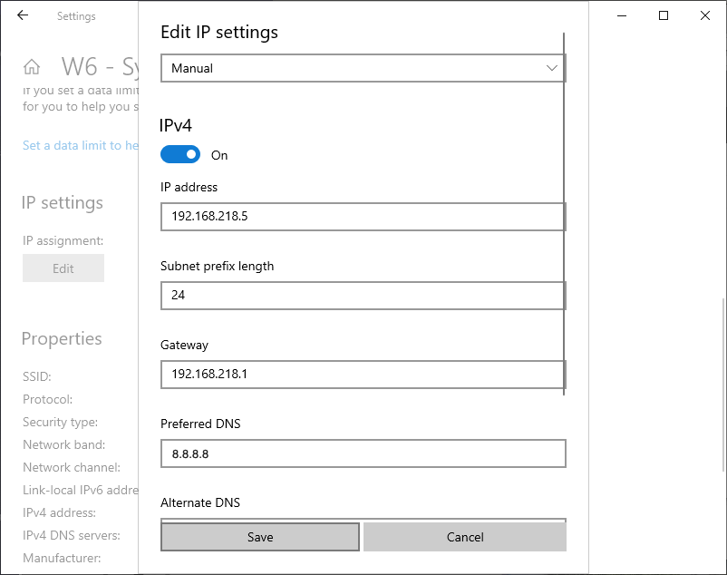 Change the setting from automatic to manual. Enable IPv4 and assign a static IP between the IP address range