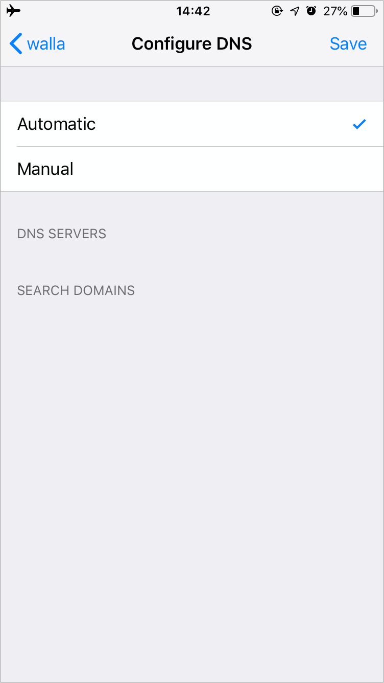 Configure the DNS from automatic to manual