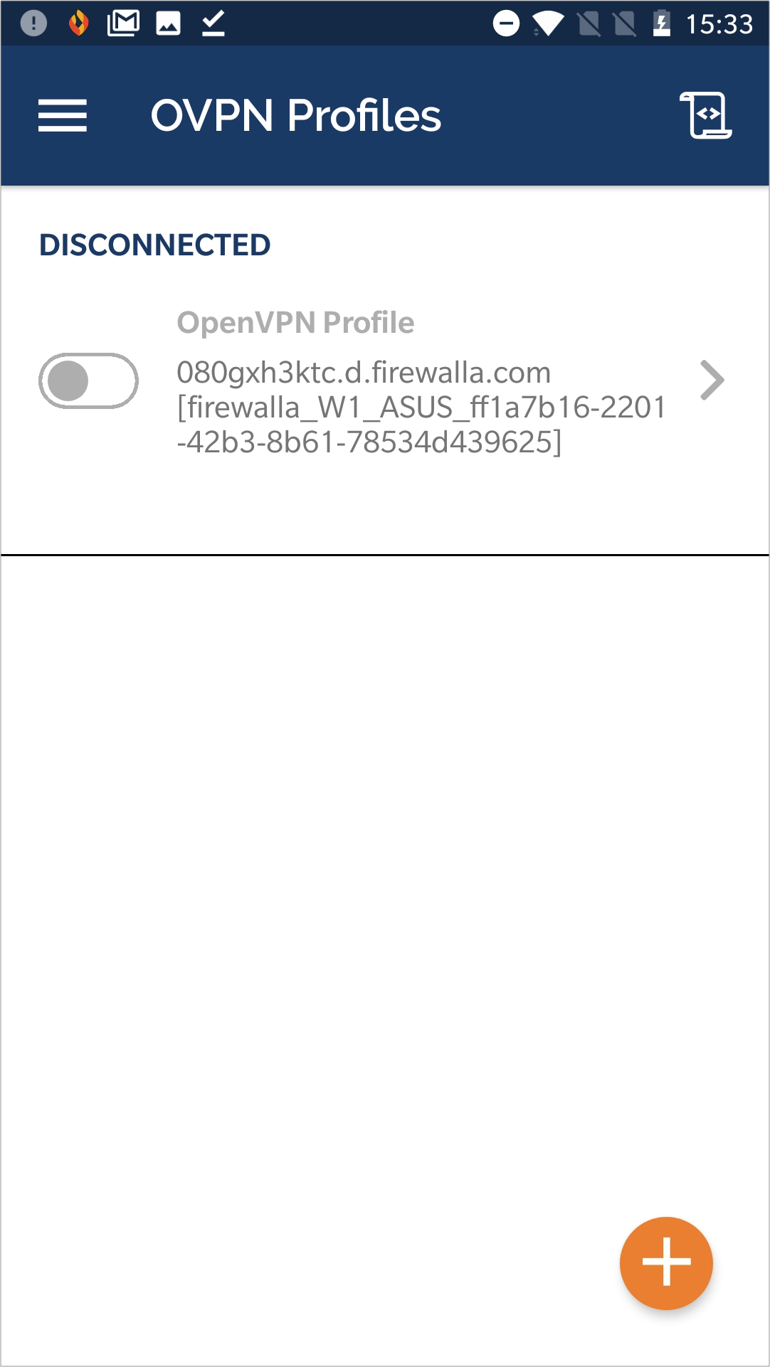 Android VPN client 'ON/OFF' toggle for OpenVPN profile