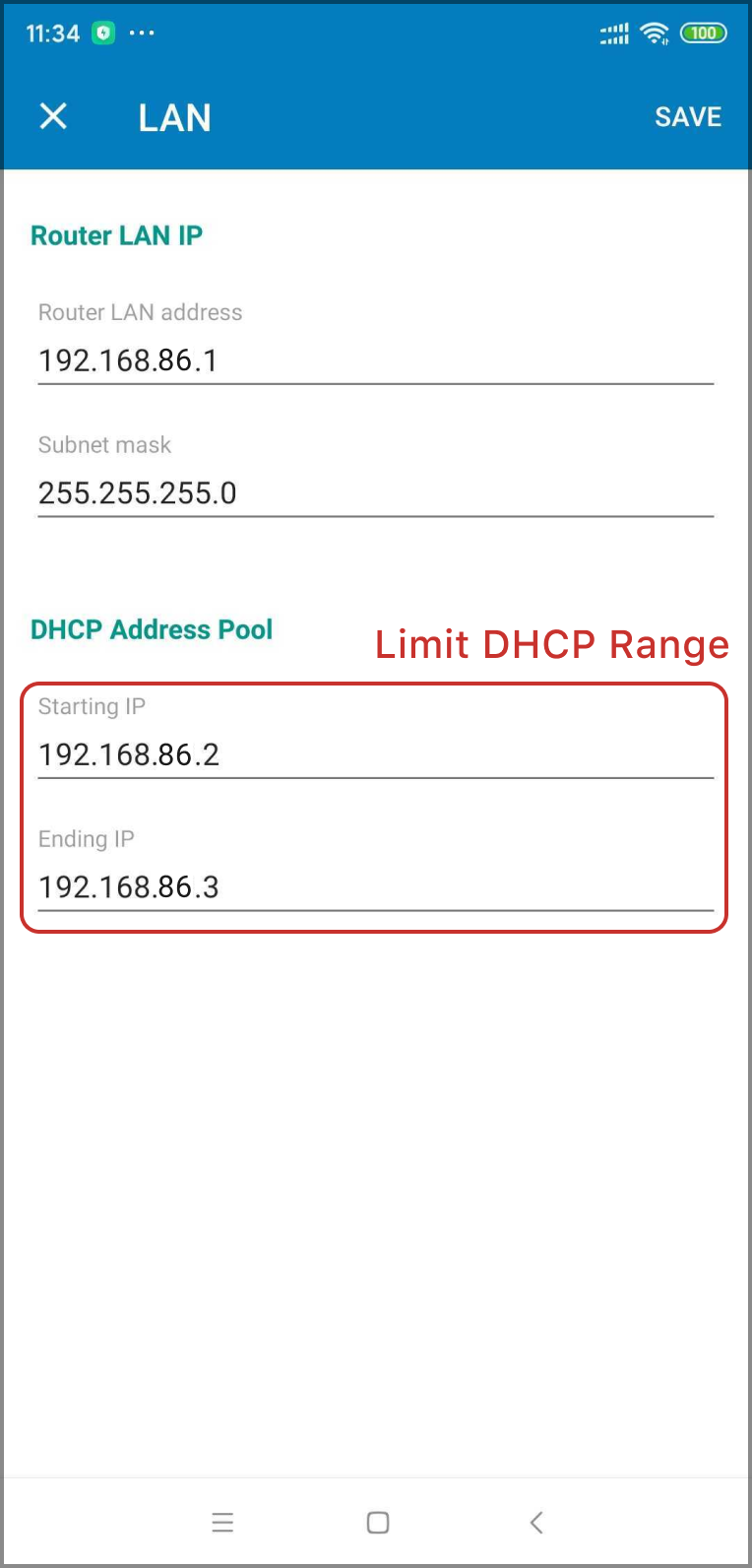 Step 2: Set up Google Wifi Mesh network with a limited DHCP address range - Firewalla Gold - Google Wifi or Nest Wifi Mesh
