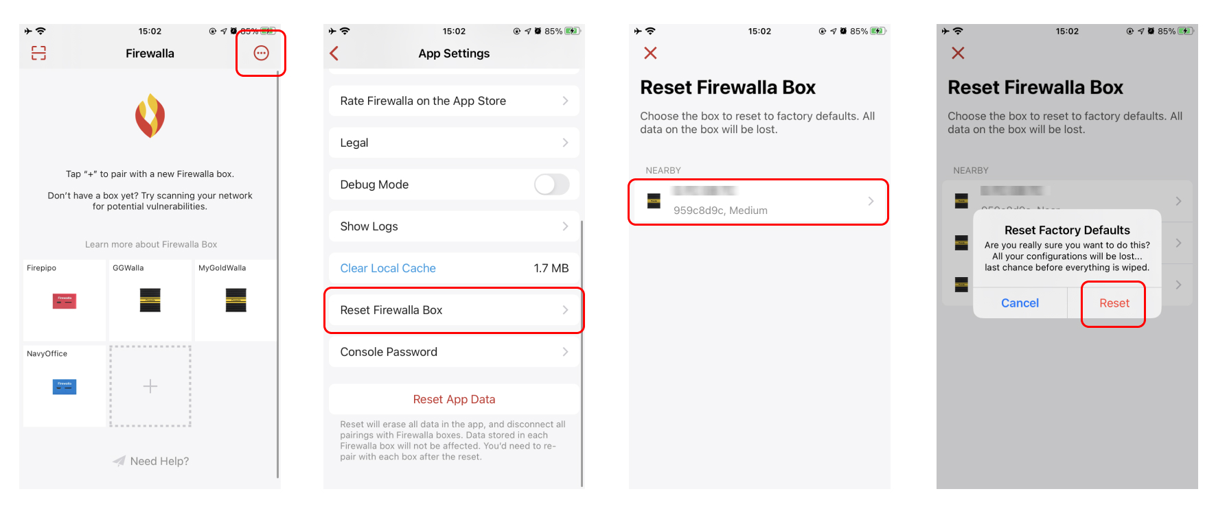 Reset Firewalla Gold and Gold Plus Series Boxes within the Firewalla app settings