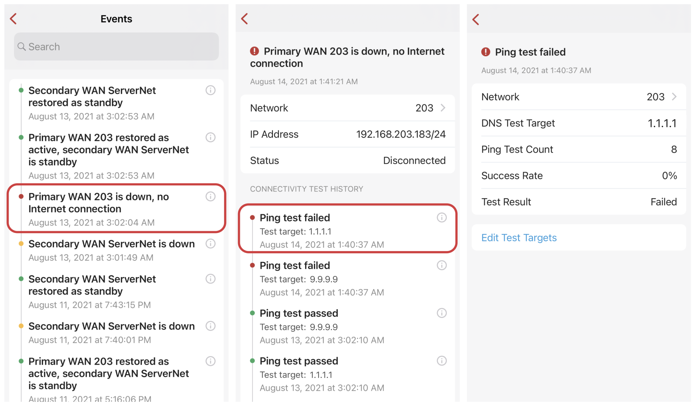 Firewalla Gold and Purple logs network connectivity issues with Network Events