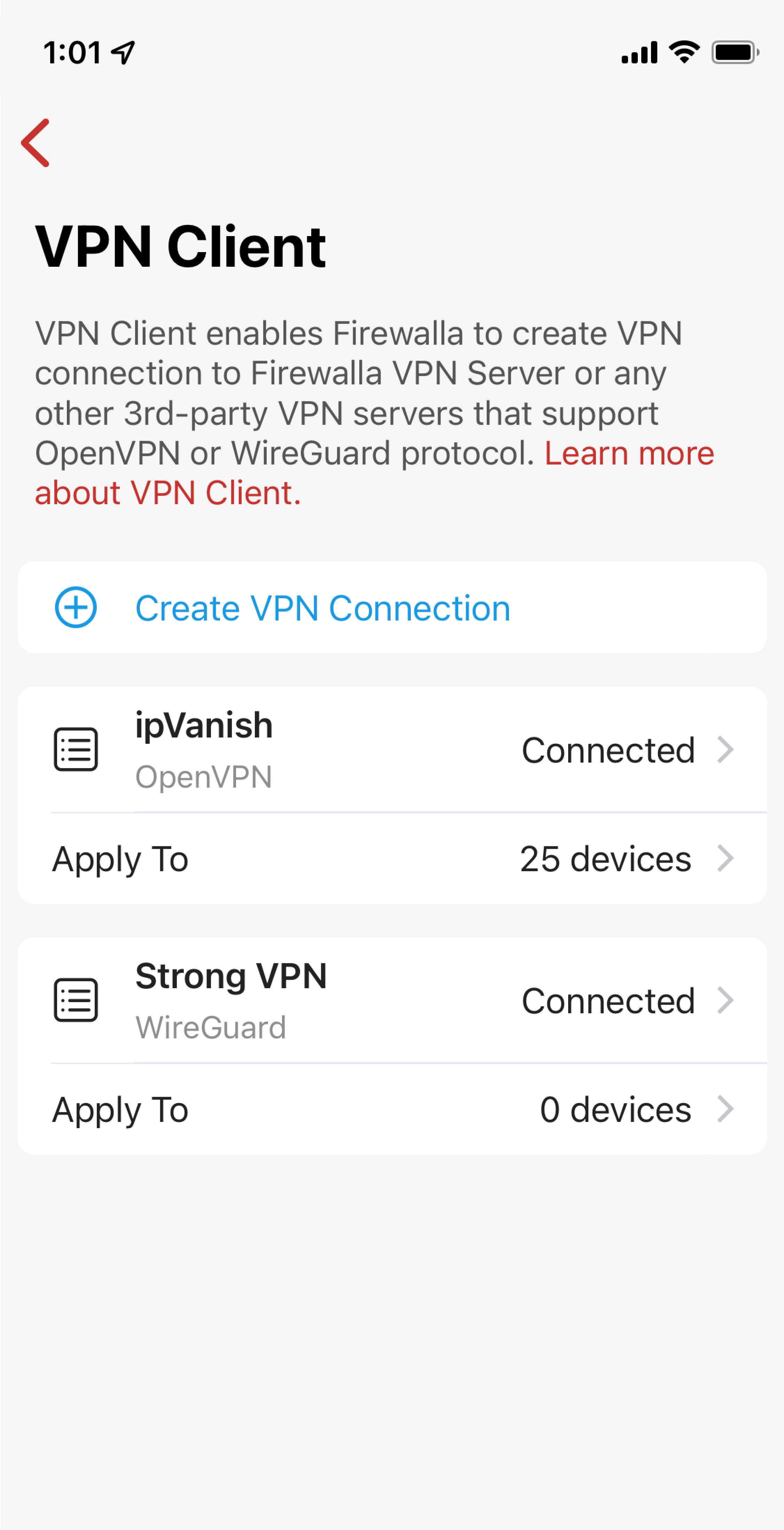 Route device traffic by setting VPN to apply to all devices