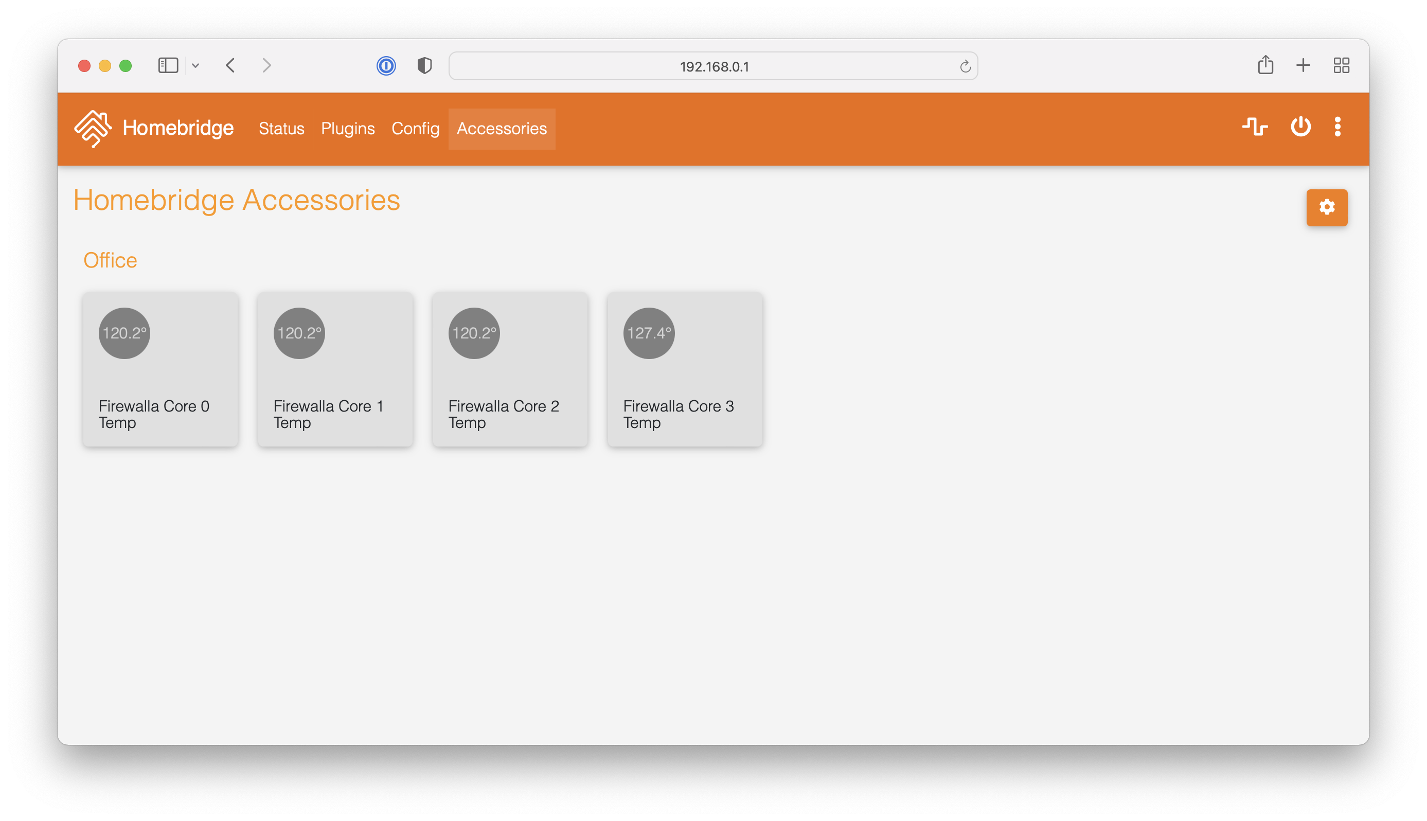 Homebridge Accessories with all Office devices CPU temperatures shown