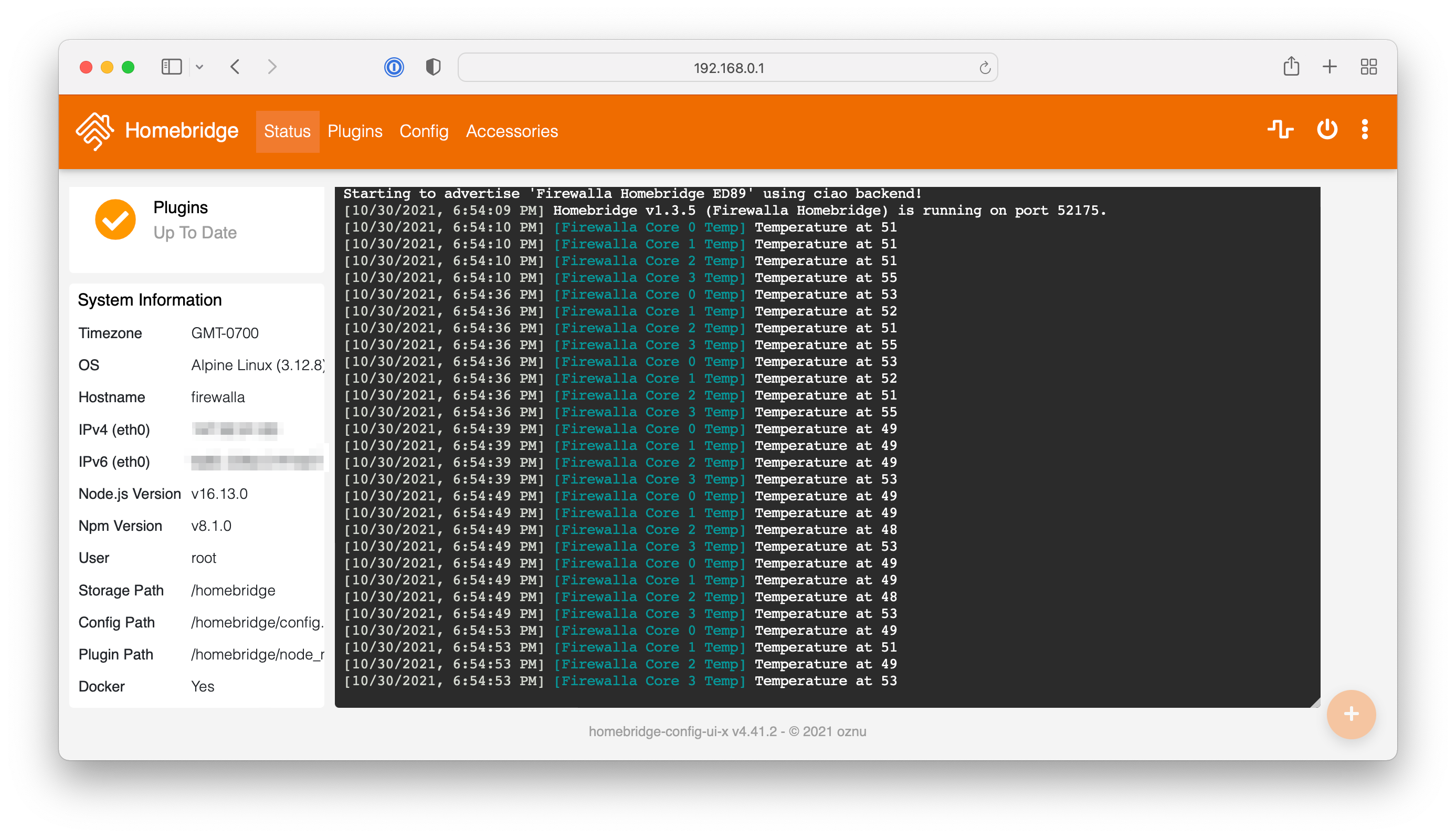 Homebridge Plugin currently does not work with Firewalla Purple but the sensor path is available when fixed in the future.