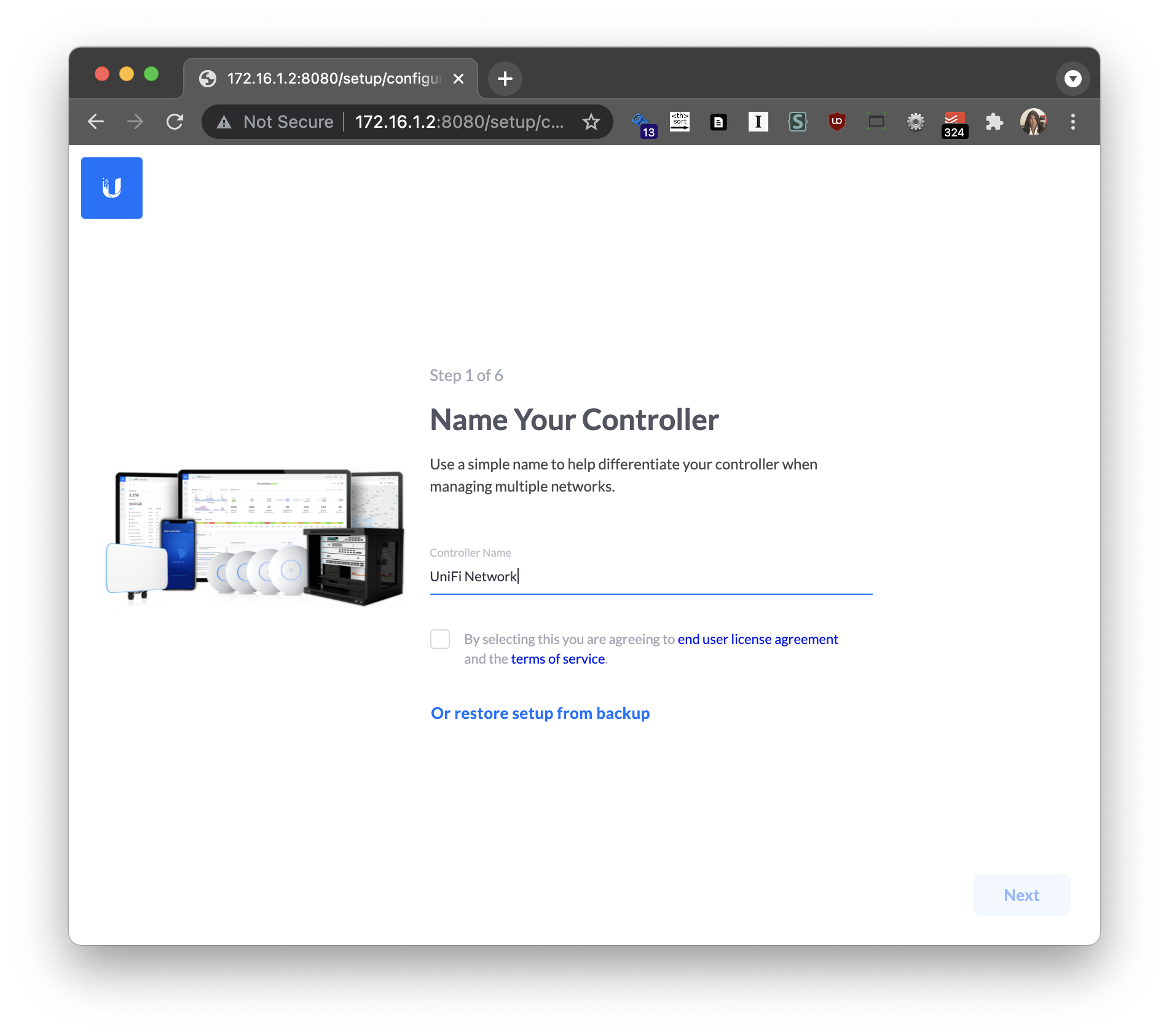 Access the Unifi controller from a Firewalla Gold managed network