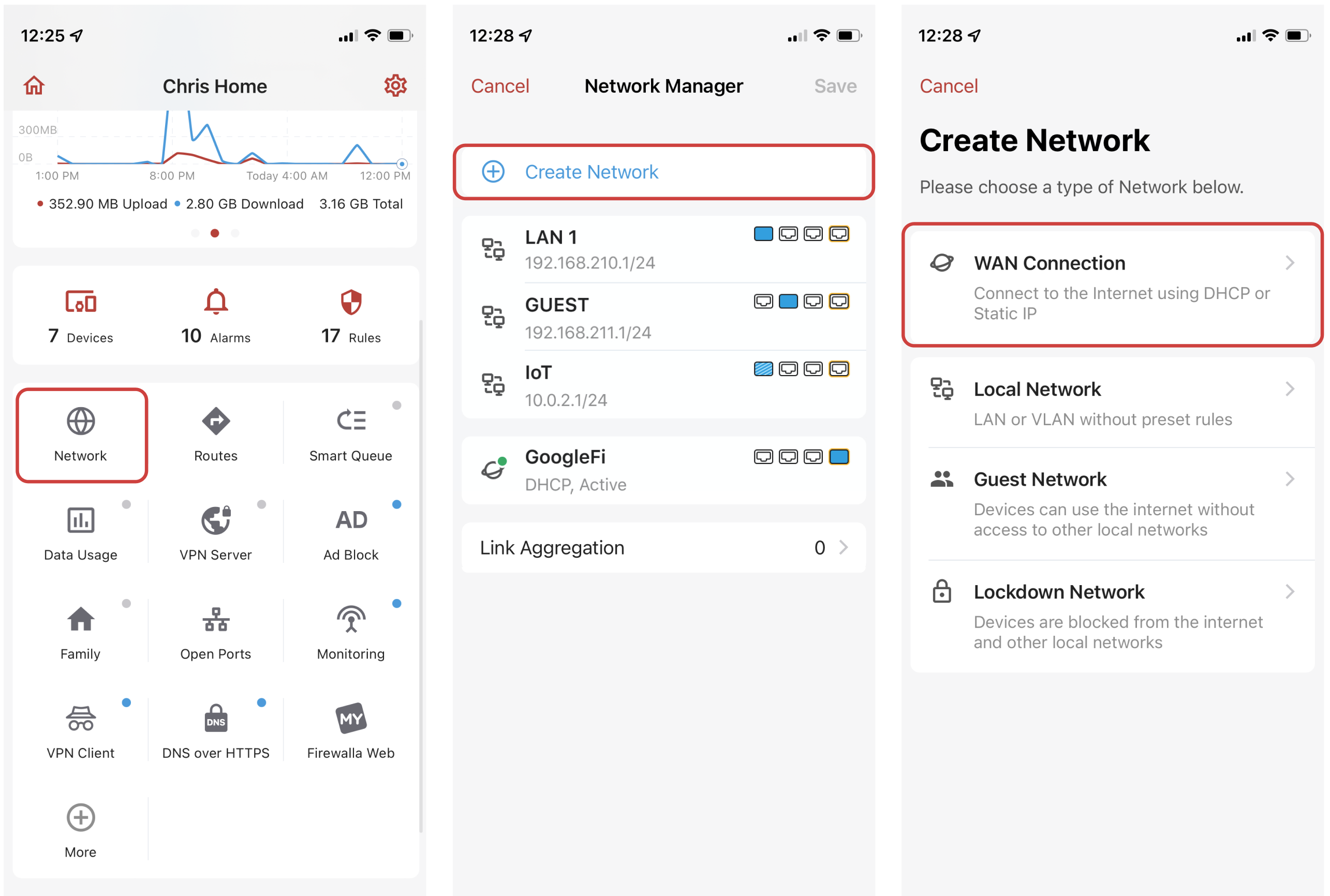 Multiple WAN connection setup in the Firewalla app