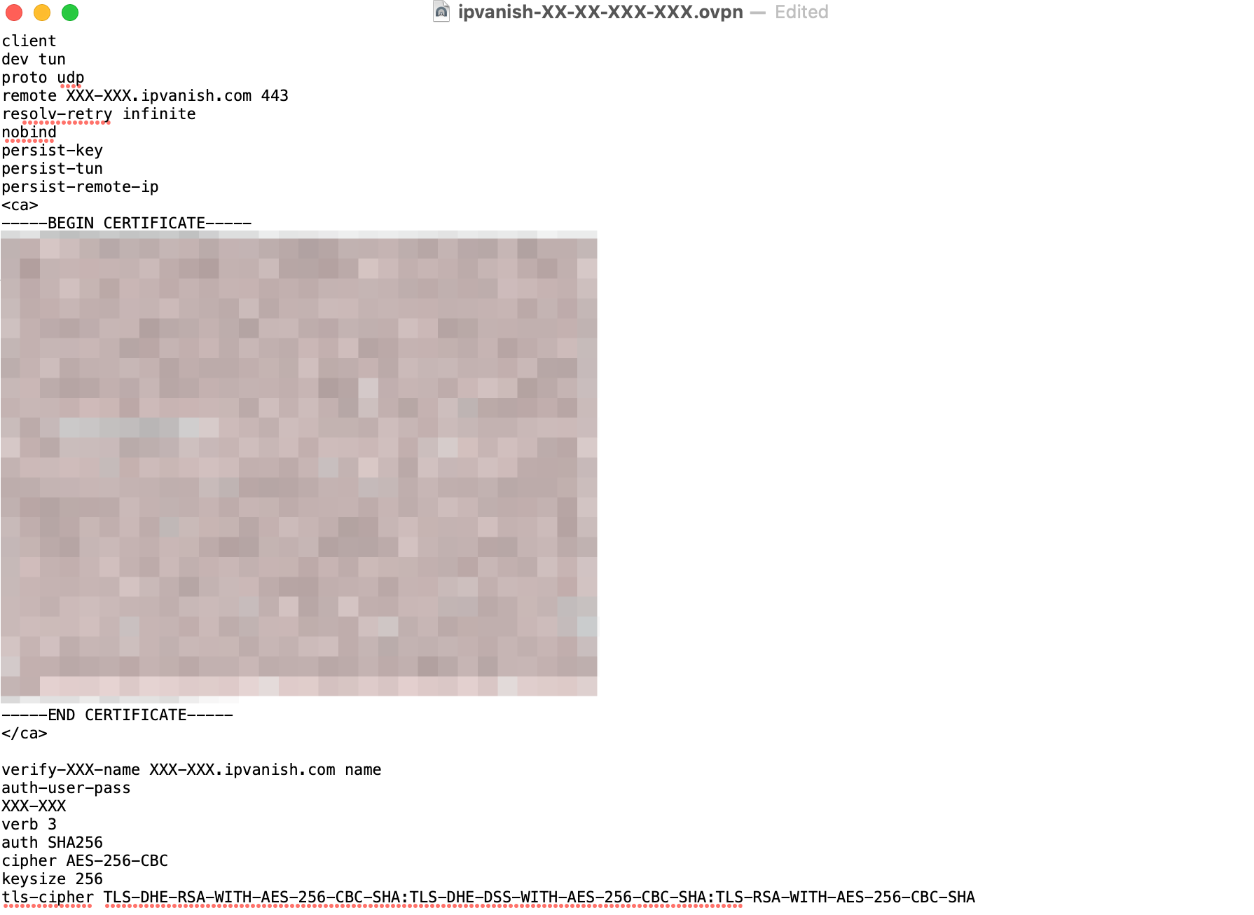 Replace caca.ipvanish.com.crt with the content copied from ca.ipvanish.com.crt