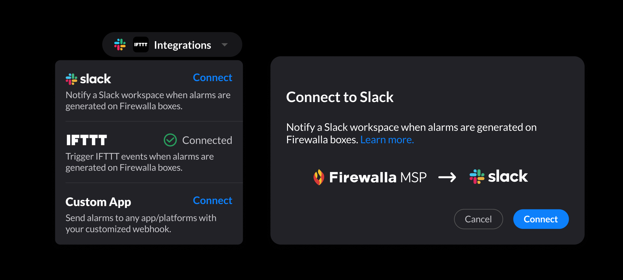 Firewalla MSP Portal with 3rd-Party integration with Slack, IFTTT, or custom apps