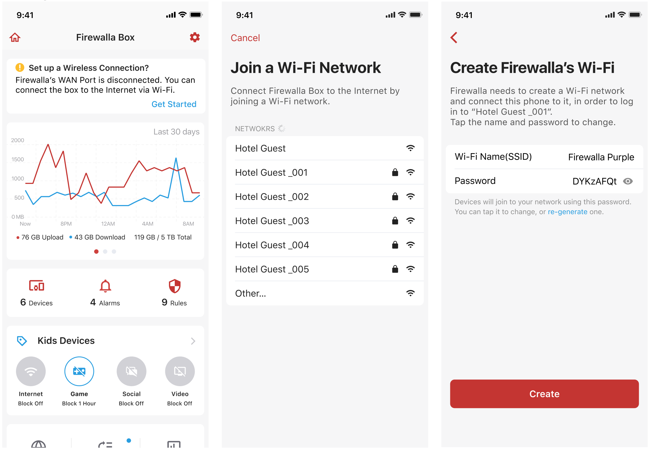 Purple WIFI prompt to set up wireless connection for devices
