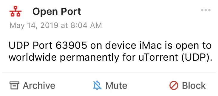 Firewalla Alarm triggered by uTorrent UPnP Ports