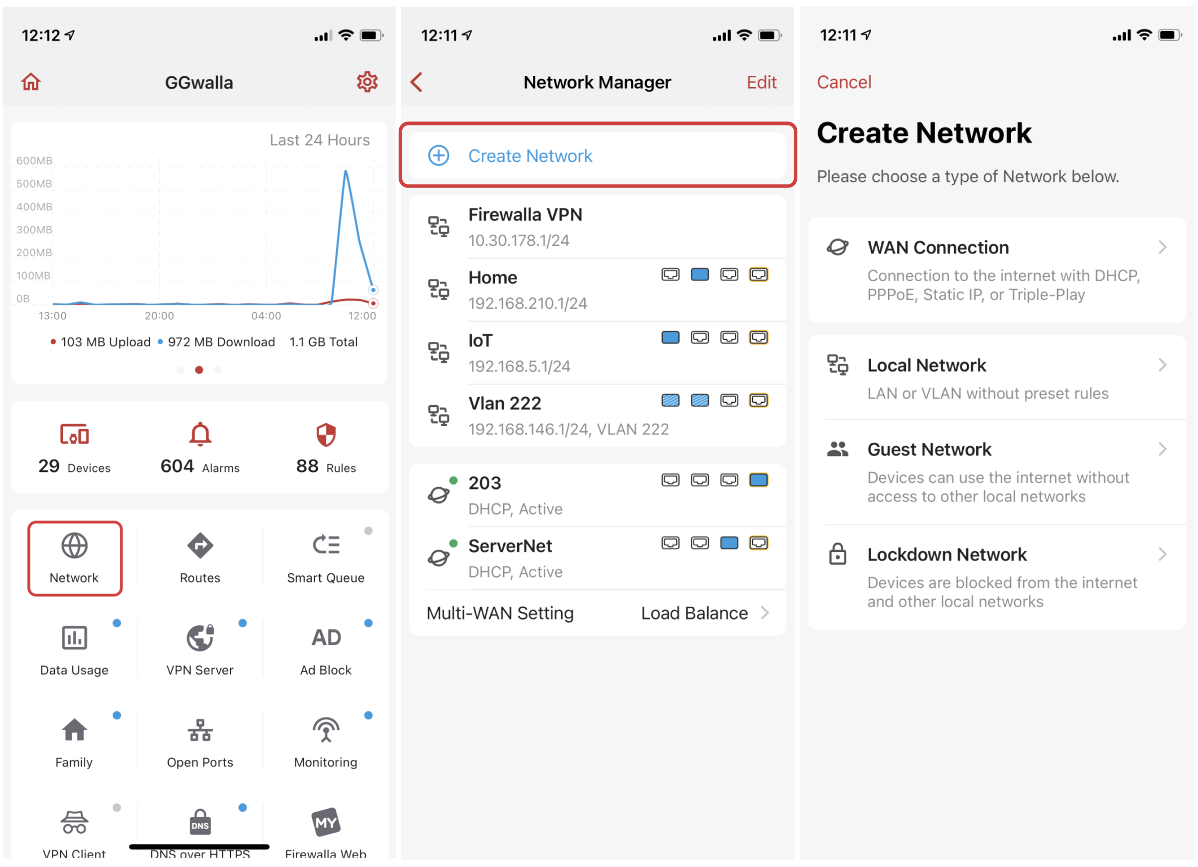 Firewalla Create Network with Network Manager
